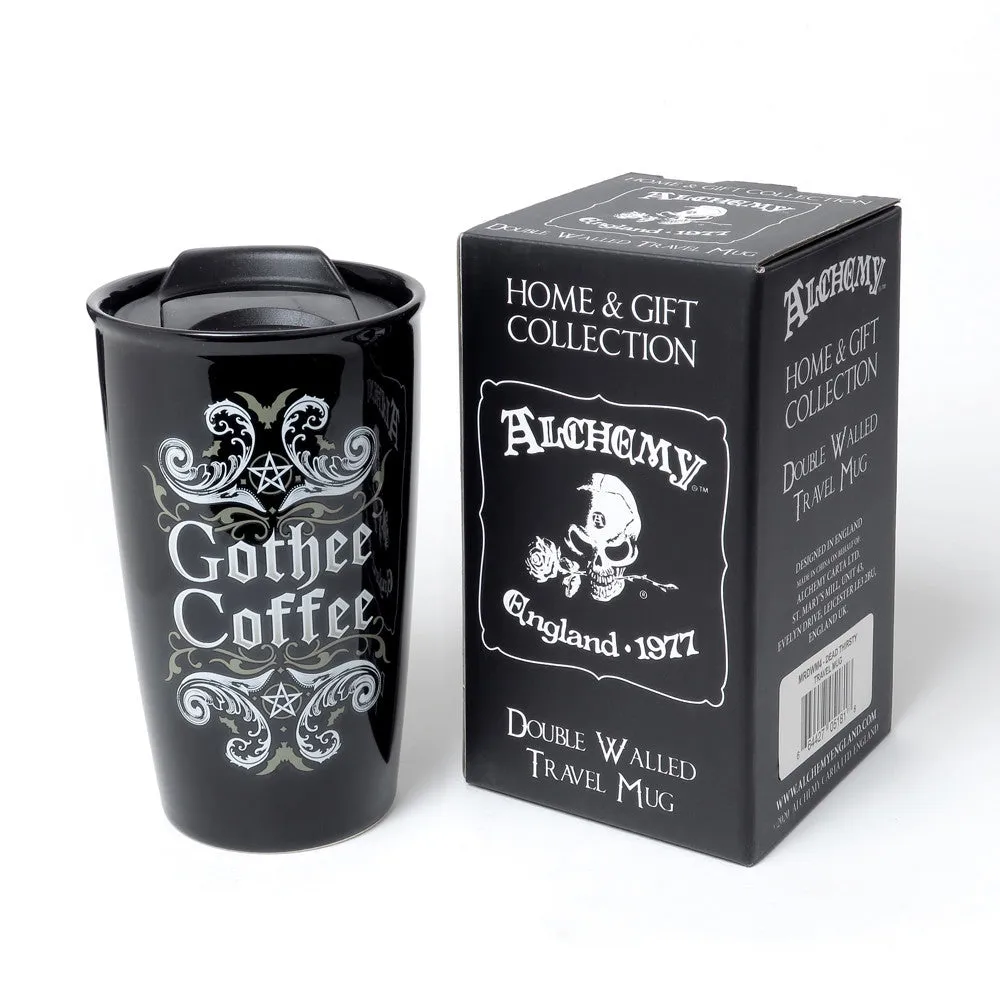 12 oz Black Ceramic Travel Mug - Gothee Coffee