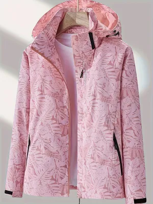 Adventure-Ready Womens Camo Jacket - Weather Resistant, Windproof with Detachable Hood for Hiking & Outdoor Excursions