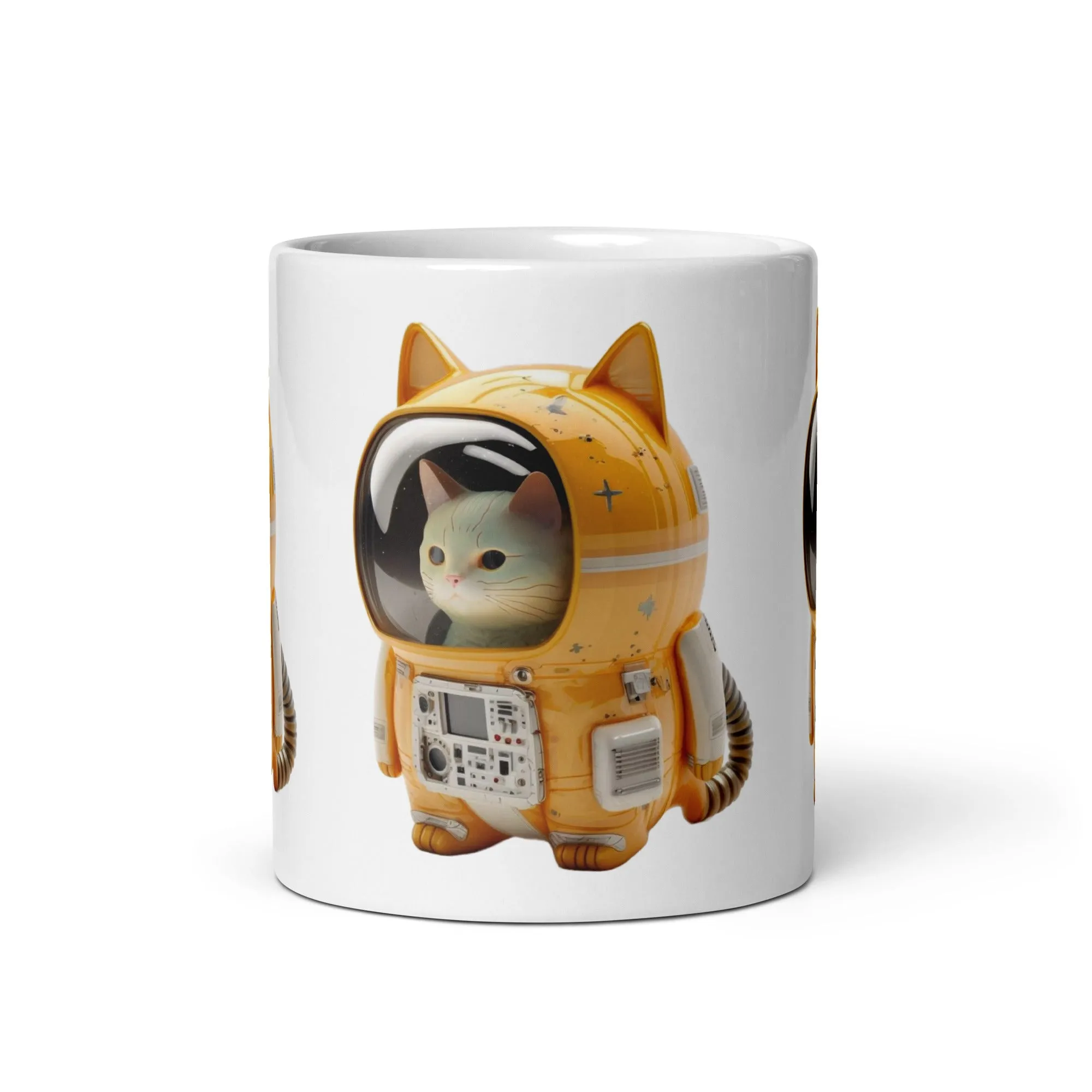 Astronaut Space Kitty Cat White glossy mug coffee cup