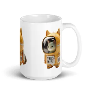 Astronaut Space Kitty Cat White glossy mug coffee cup