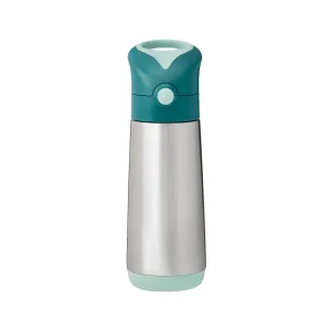 B.box Insulated Straw Sipper Drink Water Bottle, 500ml - Emerald Forest Green