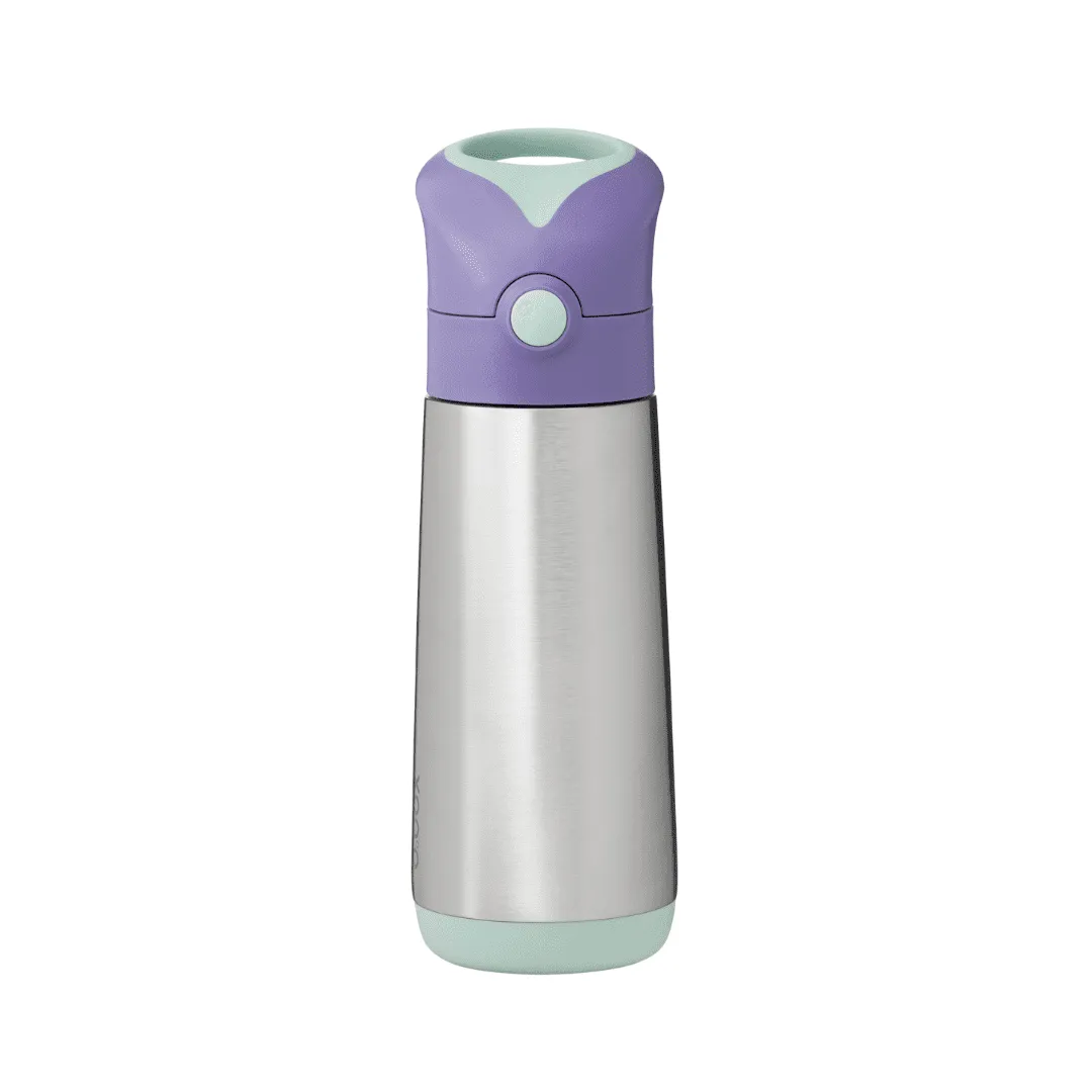 B.box Insulated Straw Sipper Drink Water Bottle, 500ml - Lilac Pop Purple