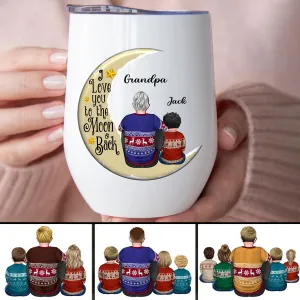 Grandpa - Grandpa Grandkids On Moon - Personalized Wine Tumbler