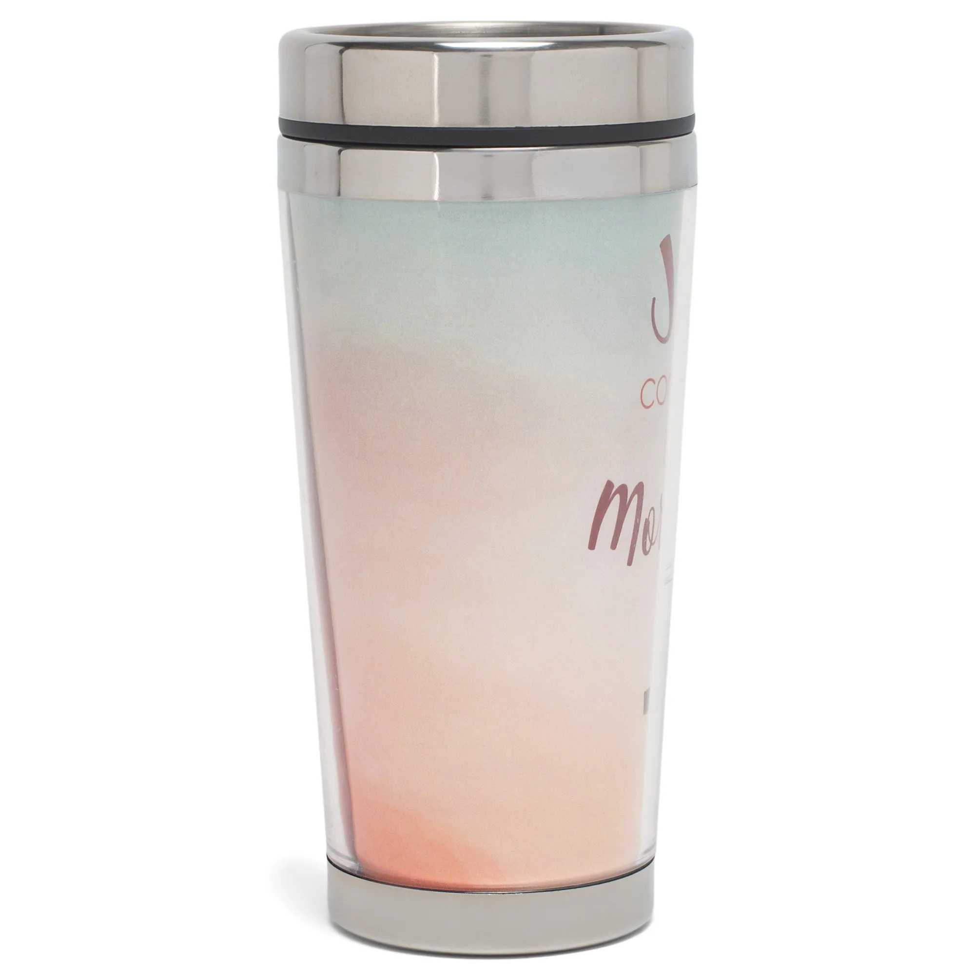 Joy Comes In The Morning Teal and Peach 16 Ounces Stainless Steel Travel Tumbler