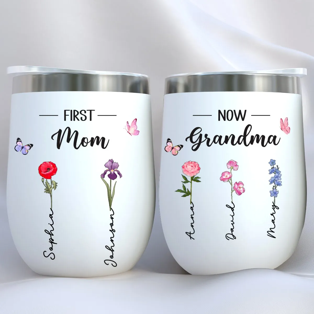 Mother - First Mom Now Grandma - Personalized Wine Tumbler