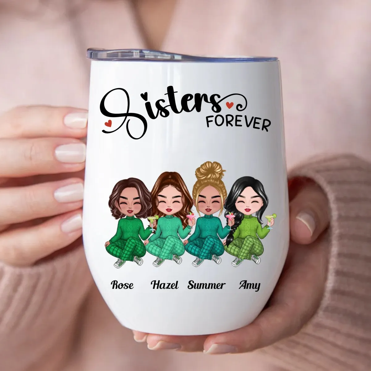 Sisters - Sisters Forever - Personalized Wine Tumbler (Z9)