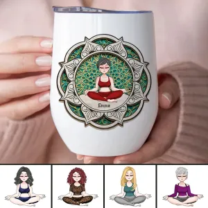 Yoga Lovers - Yoga Mandala - Personalized Wine Tumbler